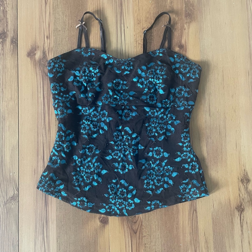 Adonna Brown and Blue Floral Camisole
